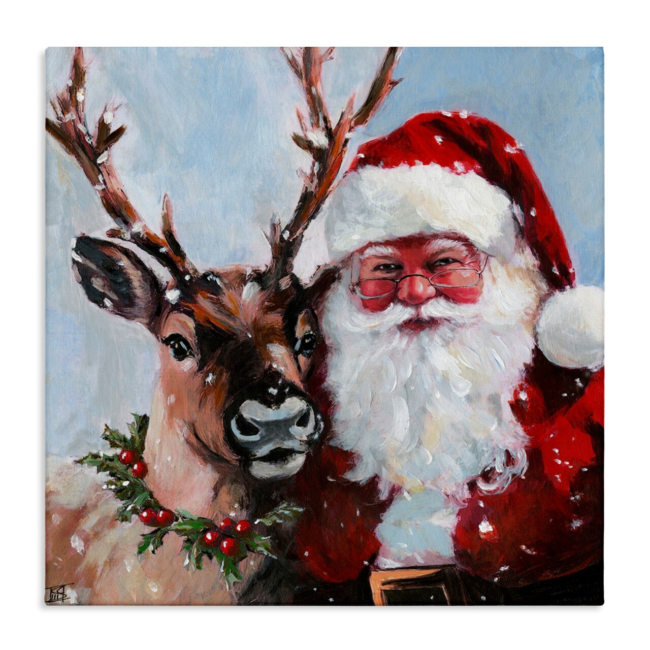 Stupell Industries Rosy Cheeked Santa & Reindeer Canvas Wall Art, design by Sara Culpepper